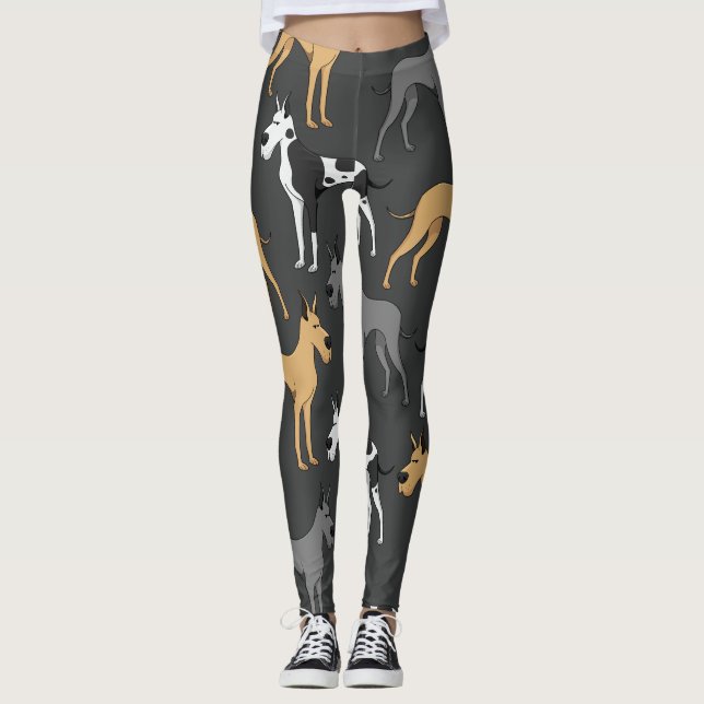 Great Dane Dog Leggings printed. (Front)