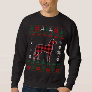 Great Dane Dog Lover Pajama Red Plaid Ugly Christm Sweatshirt