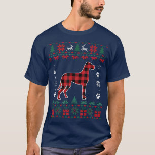 Great Dane Dog Lover Pajama Red Plaid Ugly Christm T-Shirt