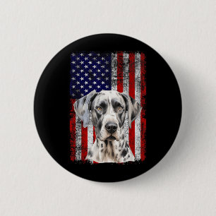Great Dane Dog Lover US Flag 4th of July Patriotic 6 Cm Round Badge