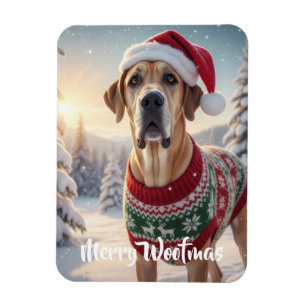 Great Dane Dog Merry Woofmas Winter Holiday Magnet