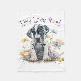 Great Dane Dog Mum Floral Fleece Blanket