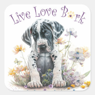 Great Dane Dog Mum Floral Square Sticker