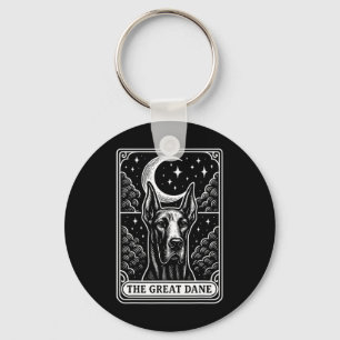 Great Dane Dog Mum Tarot Card Vintage Crescent Moo Key Ring