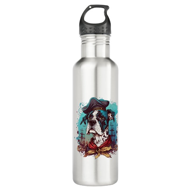 Great Dane Dog Pirate 710 Ml Water Bottle (Front)