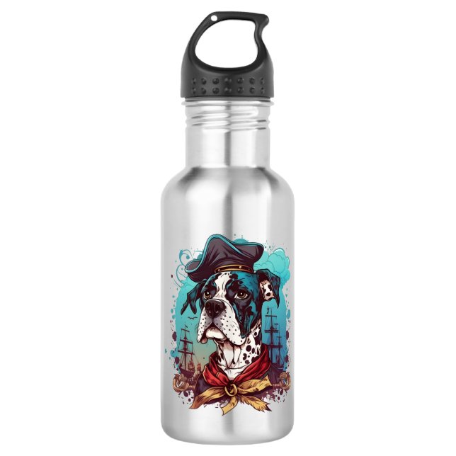Great Dane Dog Pirate 710 Ml Water Bottle (Front)