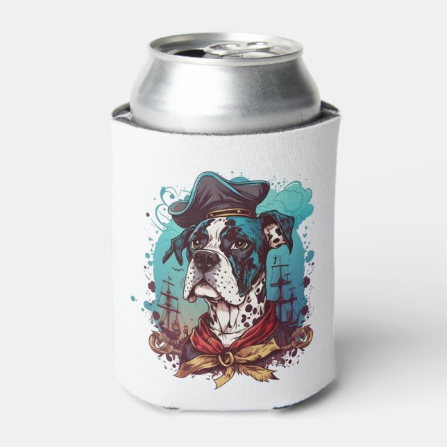 Great Dane Dog Pirate Can Cooler (Can Front)