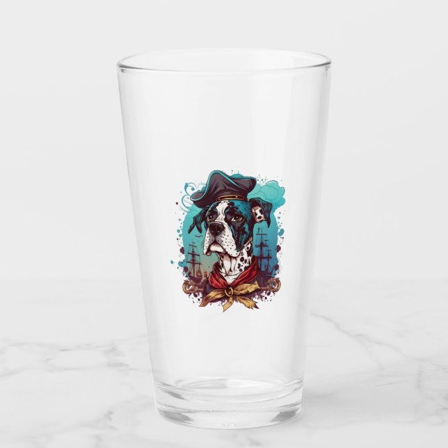 Great Dane Dog Pirate Glass (Front)