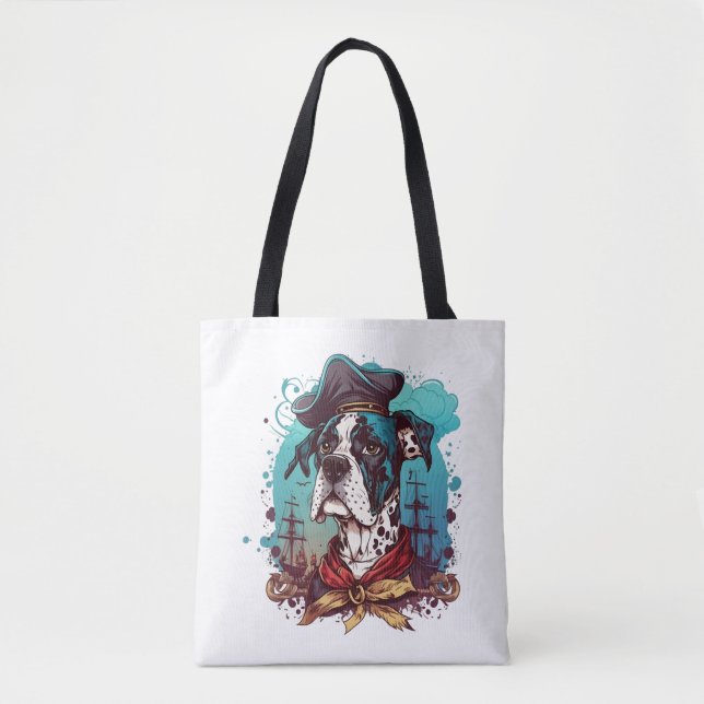 Great Dane Dog Pirate Tote Bag (Front)