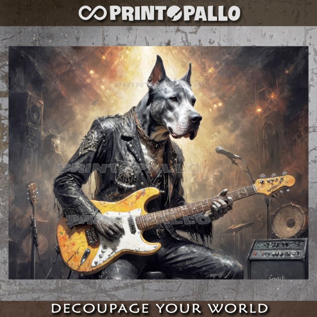 Great Dane dog playing electric guitar Tissue Paper (Creator Uploaded)