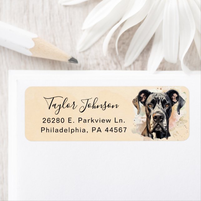 Great Dane Dog Return Address Label (Insitu)