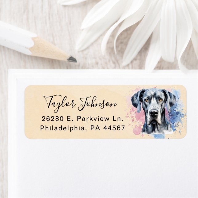 Great Dane Dog Return Address Label (Insitu)