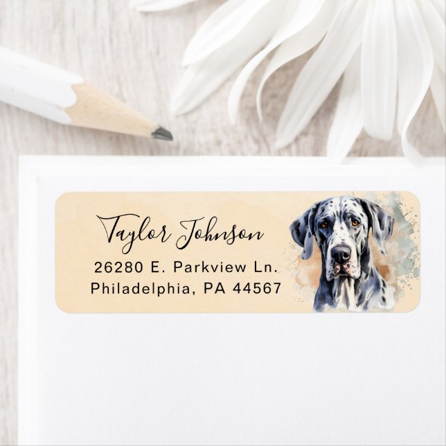 Great Dane Dog Return Address Label (Insitu)