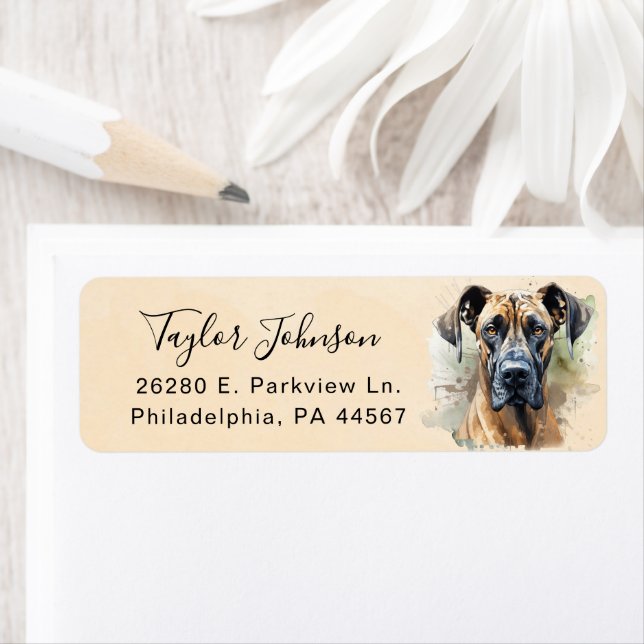Great Dane Dog Return Address Label (Insitu)