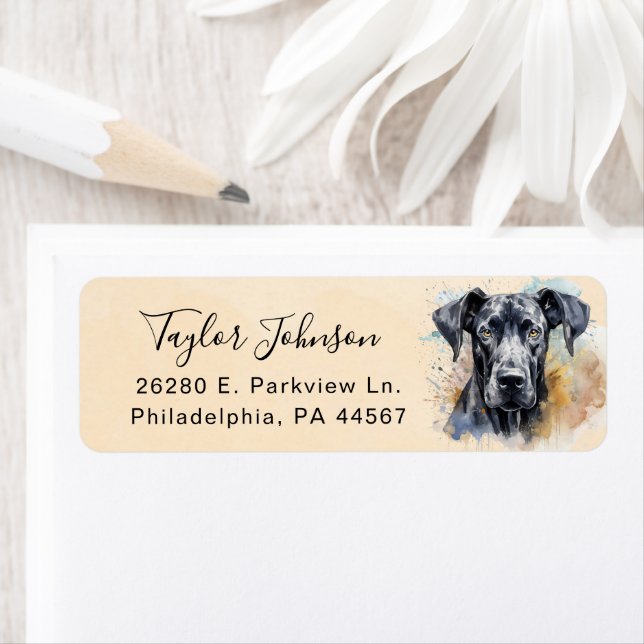 Great Dane Dog Return Address Label (Insitu)