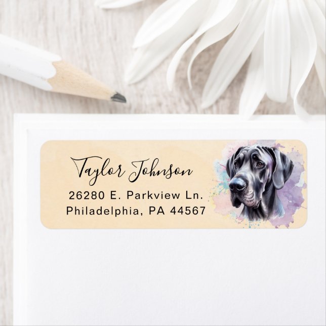Great Dane Dog Return Address Label (Insitu)