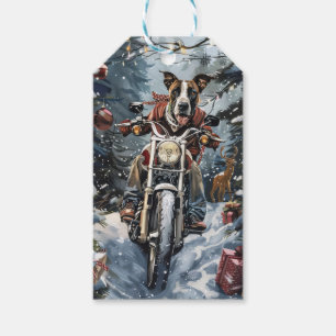 Great Dane Dog Riding Motorcycle Christmas Gift Tags