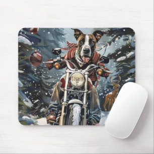 Great Dane Dog Riding Motorcycle Christmas Mouse Pad