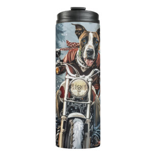 Great Dane Dog Riding Motorcycle Christmas Thermal Tumbler