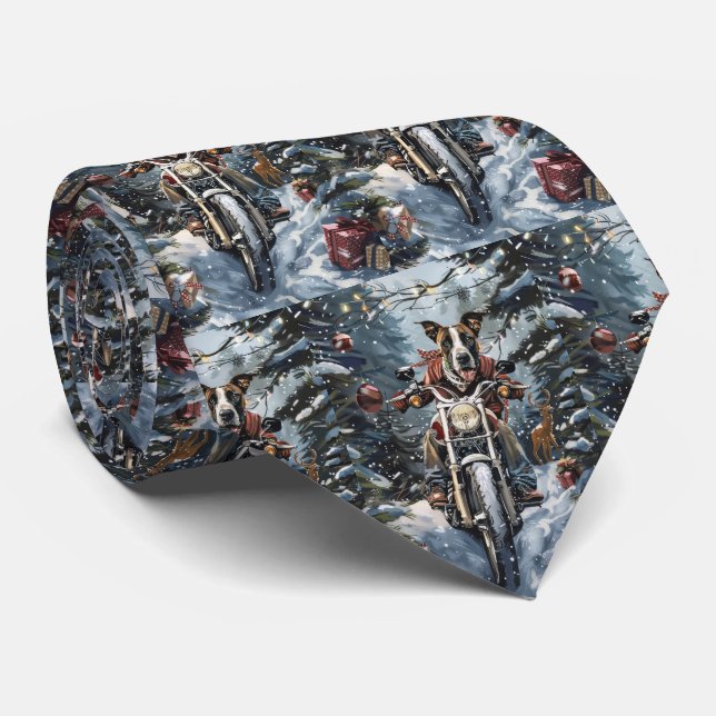 Great Dane Dog Riding Motorcycle Christmas Tie (Rolled)