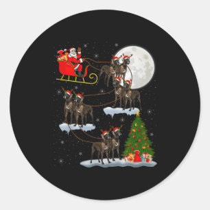 Great Dane Dog Santa Sleigh Flying Funny Magical C Classic Round Sticker