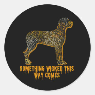 Great Dane Dog Silhouette Fun Orange Blk Halloween Classic Round Sticker