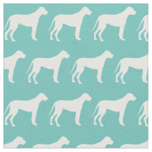 Great Dane Dog Silhouette Pet Teal Fabric