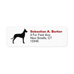 Great Dane Dog Silhouette Return Address Labells Return Address Label