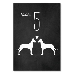 Great Dane Dog Silhouettes Wedding Reception Table Number