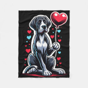 Great Dane Dog Valentine's Day Dog Owner Valentine Fleece Blanket