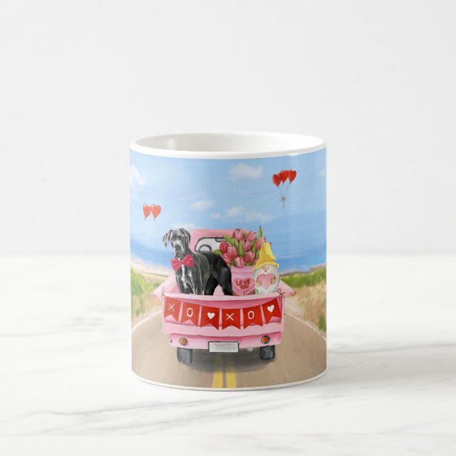 Great Dane Dog Valentine's Day Truck Coffee Mug (Center)