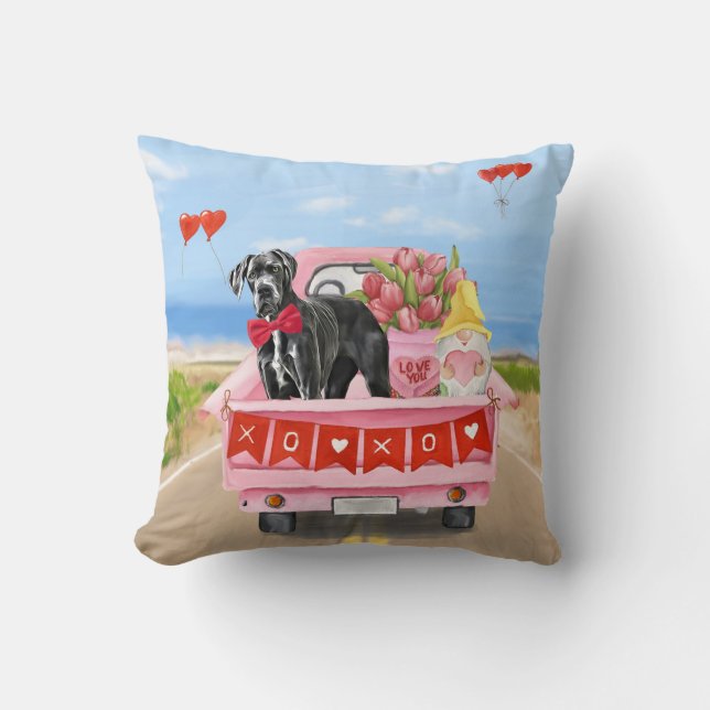 Great Dane Dog Valentine's Day Truck  Cushion (Front)