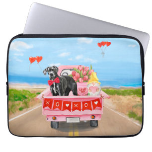Great Dane Dog Valentine's Day Truck Laptop Sleeve