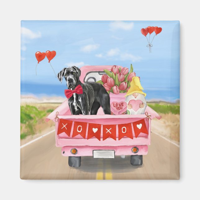 Great Dane Dog Valentine's Day Truck Magnet (Front)