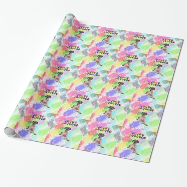 Great Dane Dog Wishing Happy New Year Wrapping Paper (Unrolled)