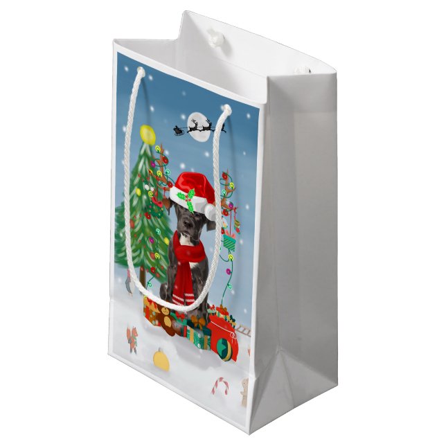 Great Dane dog with Christmas gifts   Small Gift Bag (Front Angled)