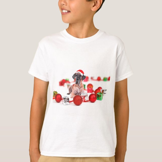Great Dane Dog with Christmas Ornaments Gifts T-Shirt (Front)