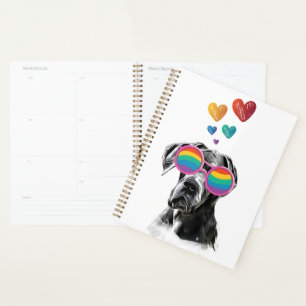 Great Dane Dog with Hearts Valentine's Day  Planner