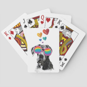 Great Dane Dog with Hearts Valentine's Day Playing Cards