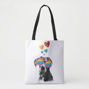 Great Dane Dog with Hearts Valentine's Day  Tote Bag