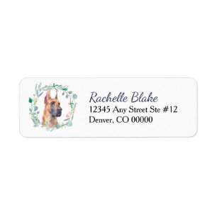 Great Dane Dog Wreath Return Address Label