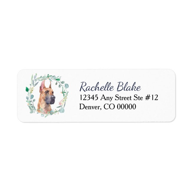 Great Dane Dog Wreath Return Address Label (Front)