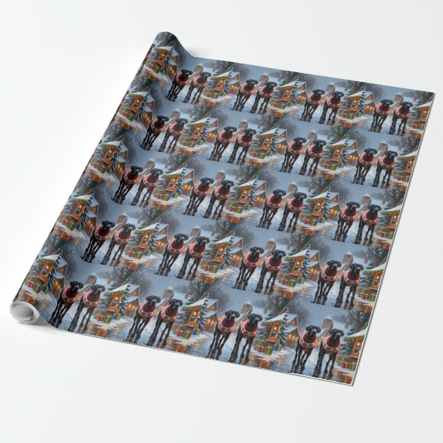 Great Dane Dogs Christmas Snow Holiday Wrapping Paper (Unrolled)
