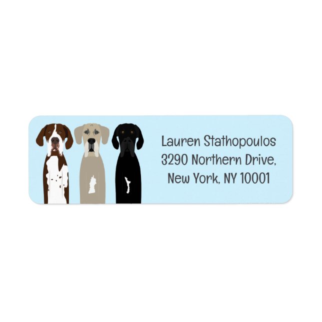 Great Dane Dogs Return Address Label (Front)