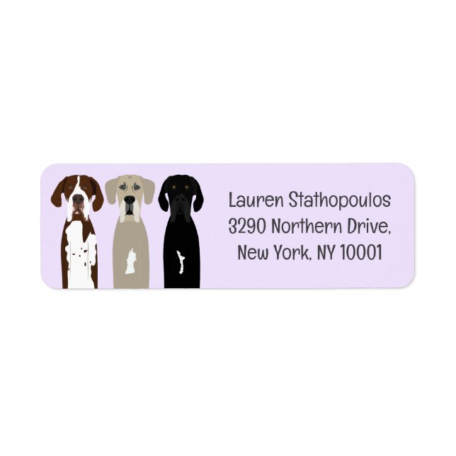 Great Dane Dogs Return Address Label (Front)