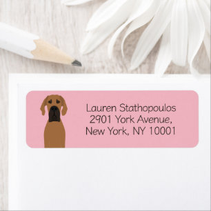 Great Dane Fawn Dog Return Address Label