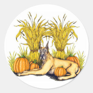 Great Dane Fawn Harvest Classic Round Sticker