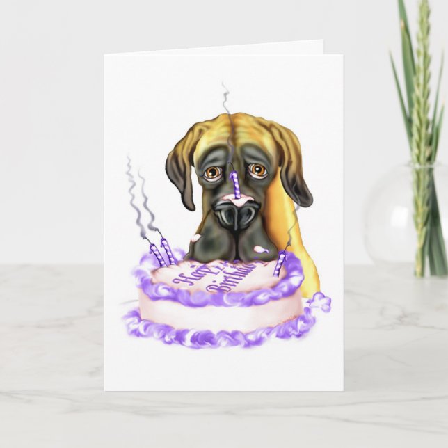 Great Dane Fawn UC Birthday Cake Card (Front)