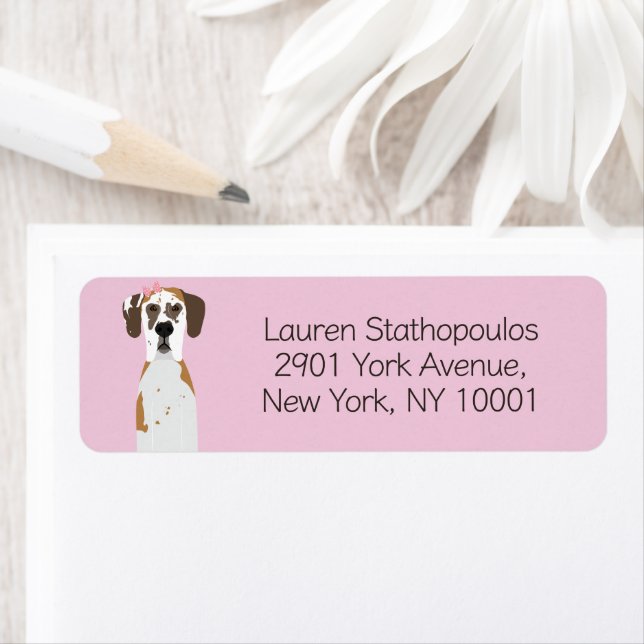 Great Dane Fawnequin Dog Return Address Label (Insitu)