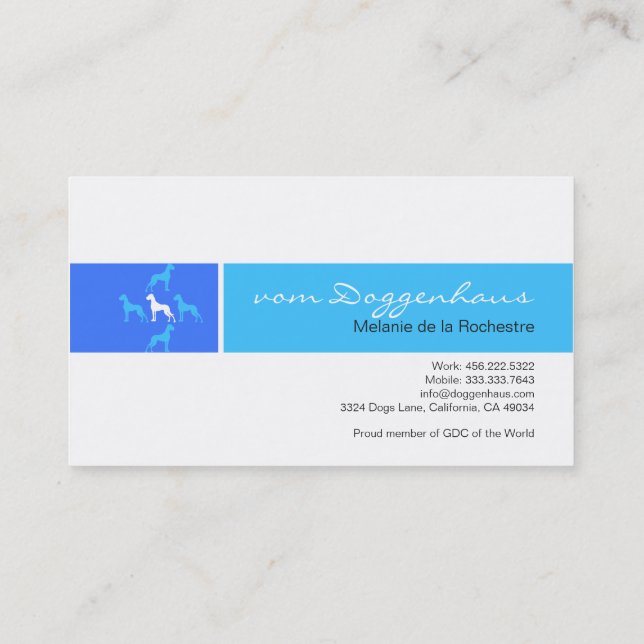 Great Dane formal Business Card (Back)